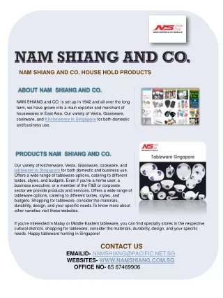 Buy Online Tableware avail in Singapore |NAM SHIANG|