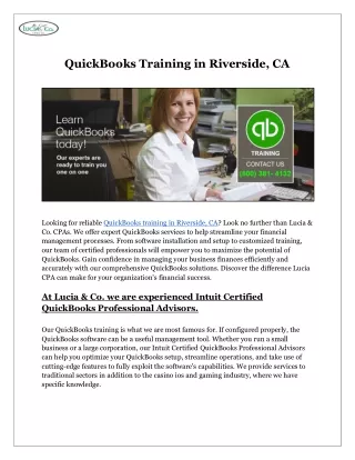 QuickBooks Training in Riverside, CA