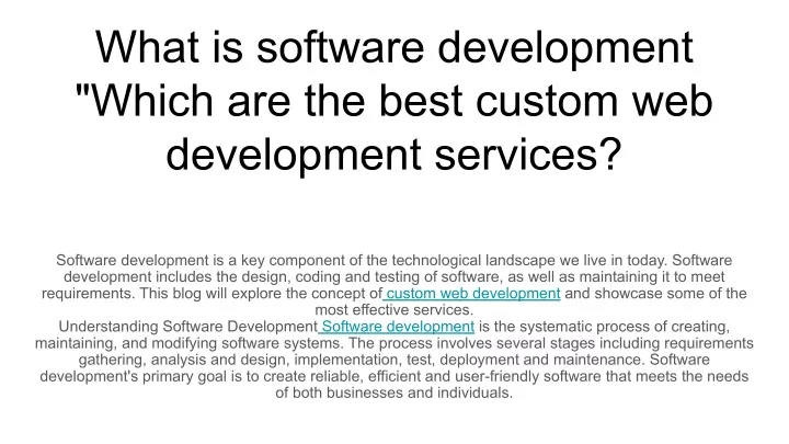 what is software development which are the best