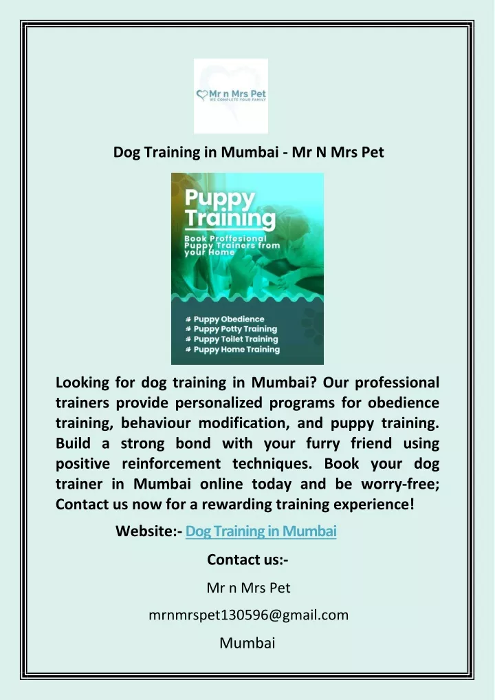 dog training in mumbai mr n mrs pet