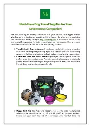 Must-Have Dog Travel Supplies for Your Adventurous Companion!
