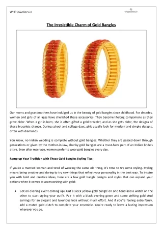 The Irresistible Charm of Gold Bangles