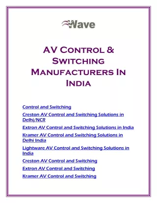 AV Control & Switching Manufacturers In India
