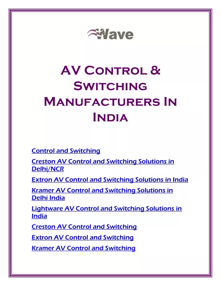 av control switching manufacturers in india