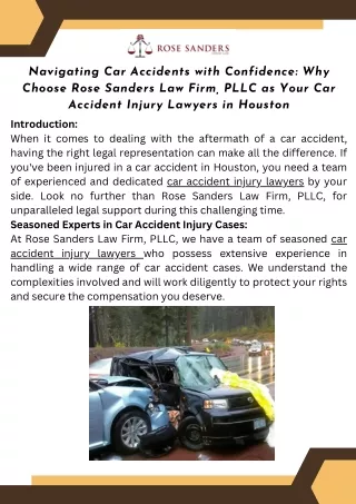 Navigating Car Accidents with Confidence Why Choose Rose Sanders Law Firm, PLLC as Your Car Accident Injury Lawyers in H