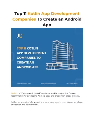 Top 11 Kotlin App Development Companies To Create an Android App