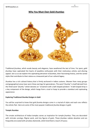 Why You Must Own Gold Jhumkas