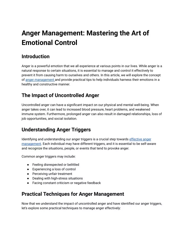 anger management mastering the art of emotional