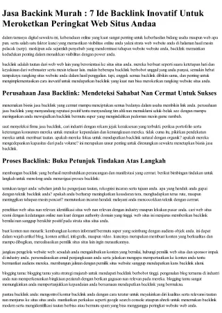 jasa backink murah 7 ide backlink inovatif untuk