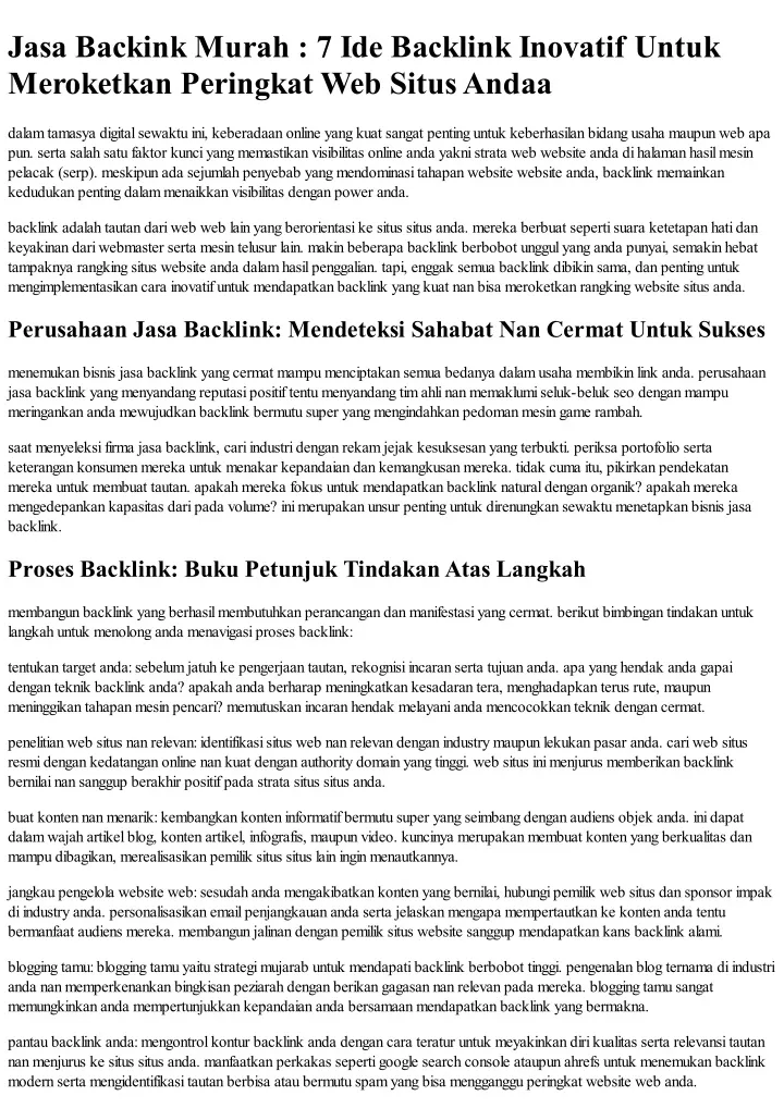 jasa backink murah 7 ide backlink inovatif untuk