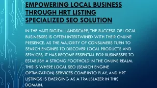 EMPOWERING LOCAL BUSINESS THROUGH HRT LISTING SPECIALIZED SEO
