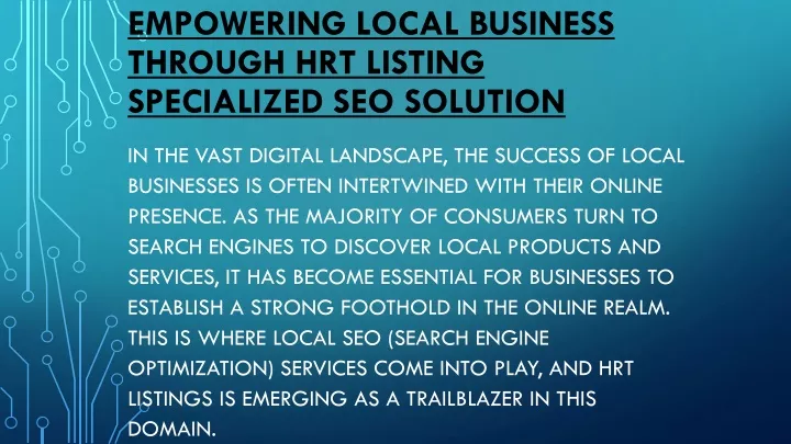 empowering local business through hrt listing specialized seo solution