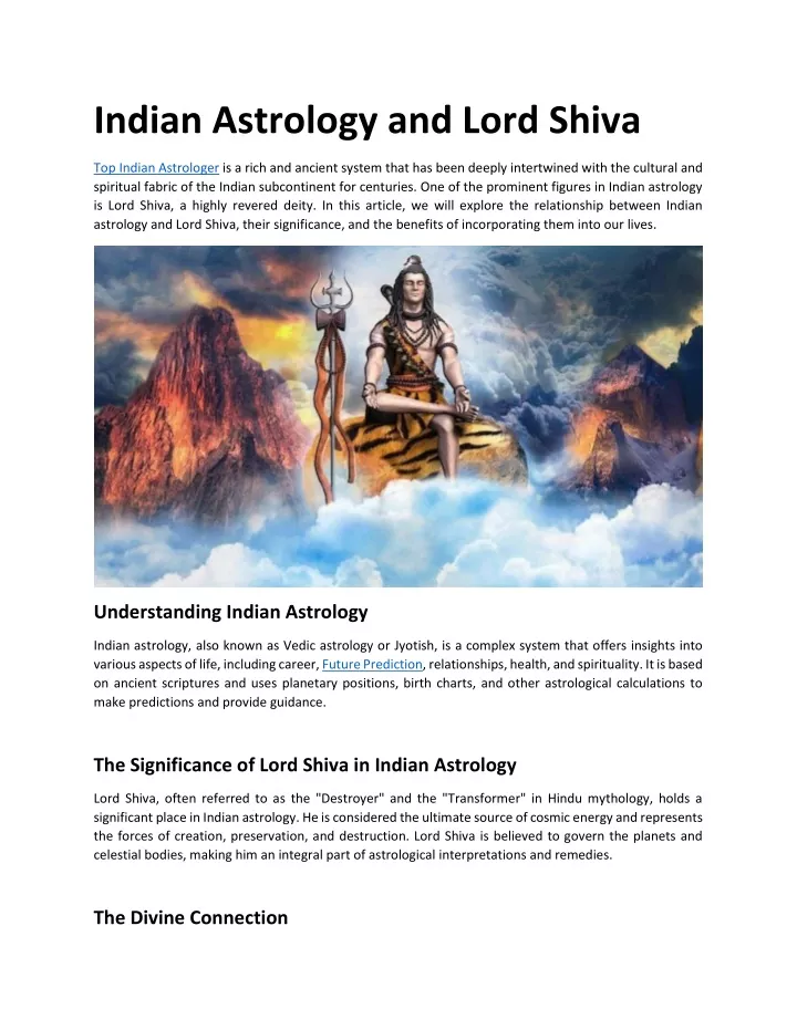 indian astrology and lord shiva