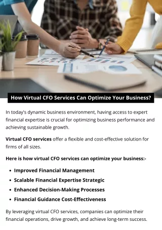 How Virtual CFO Services Can Optimize Your Business?