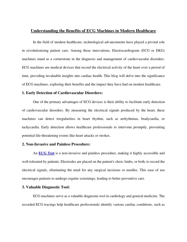 understanding the benefits of ecg machines