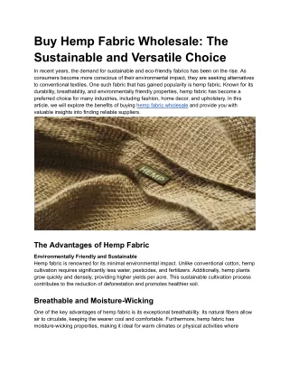 Hemp Fabric Wholesale pdf