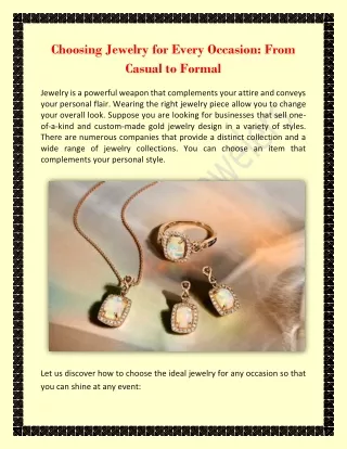 Choosing Jewelry for Every Occasion From Casual to Formal-JimKryshakJewelers