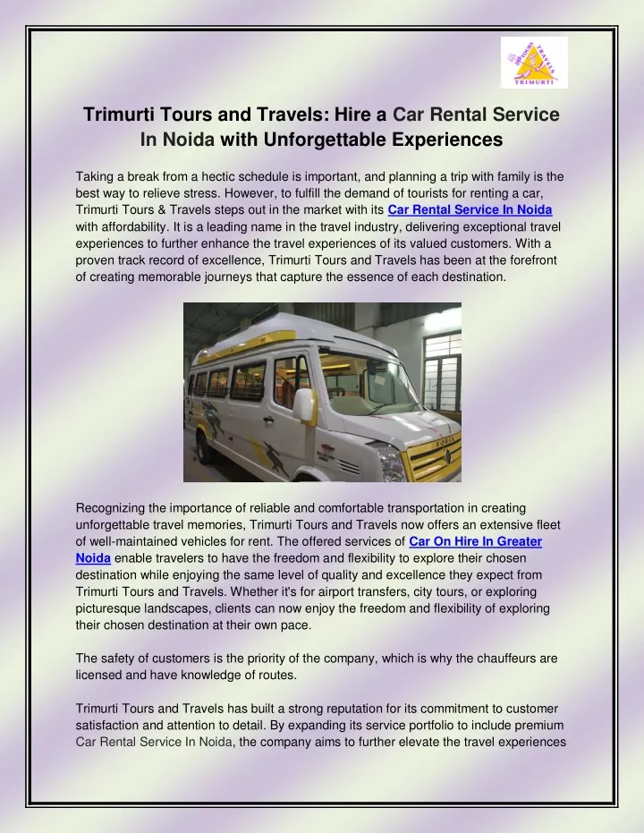 trimurti tours and travels hire a car rental