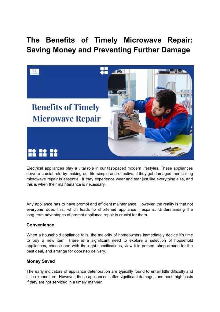 the benefits of timely microwave repair saving