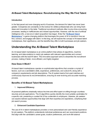 AI-Based Talent Marketplace_ Revolutionizing the Way We Find Talent