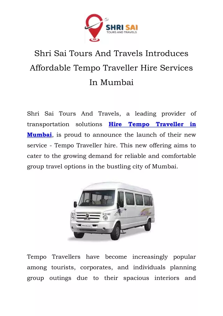 shri sai tours and travels introduces