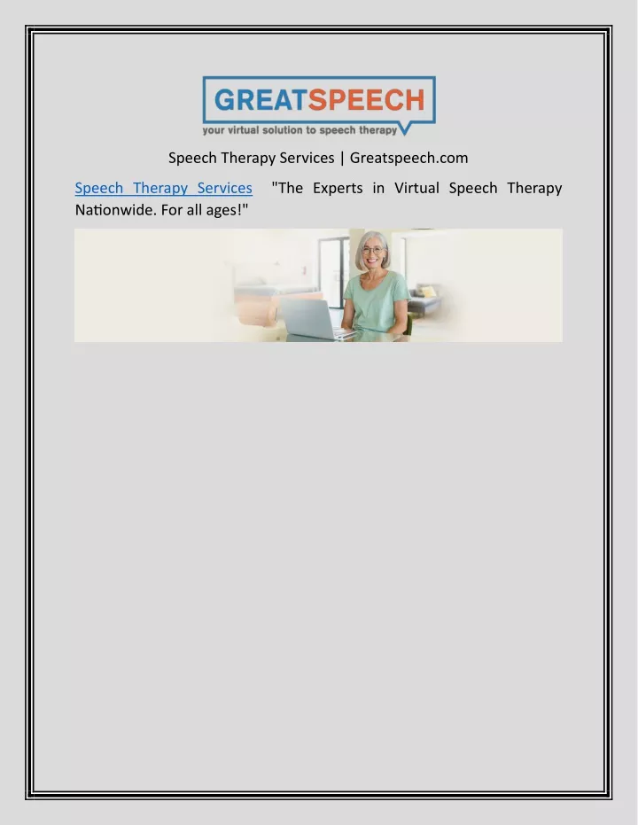 speech therapy services greatspeech com