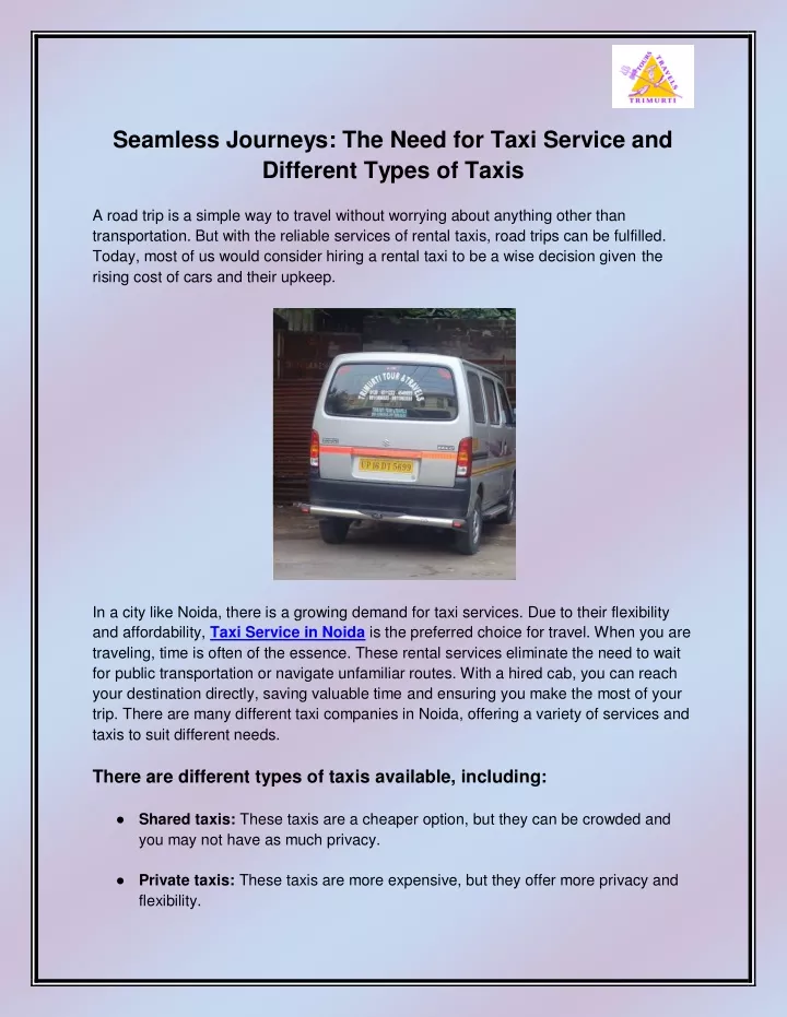 seamless journeys the need for taxi service