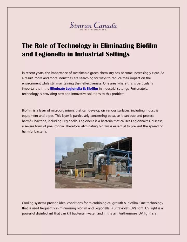 the role of technology in eliminating biofilm