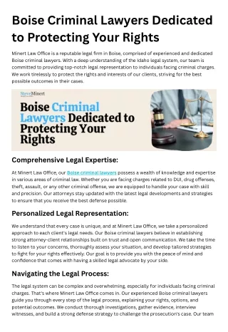 Boise Criminal Lawyers Dedicated to Protecting Your Rights
