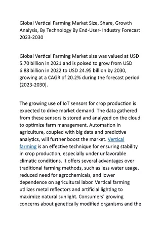 global vertical farming market size share growth