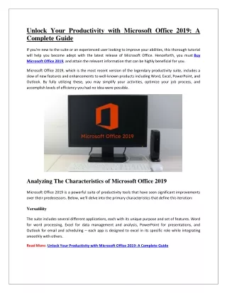 Unlock Your Productivity with Microsoft Office 2019 A Complete Guide
