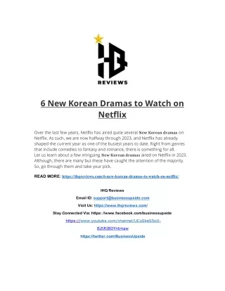 6 New Korean Dramas to Watch on Netflix