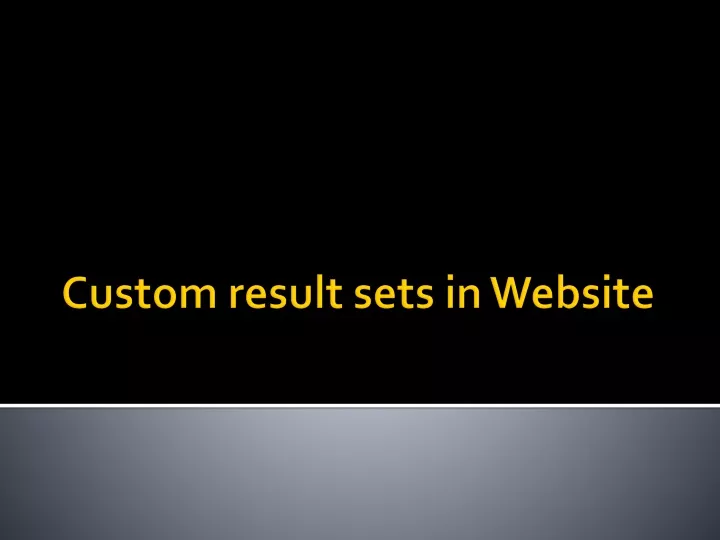 custom result sets in website