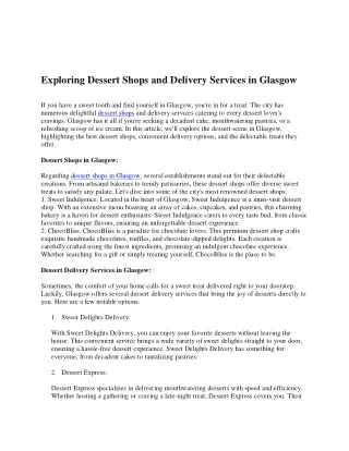 Exploring Dessert Shops and Delivery Services in Glasgow