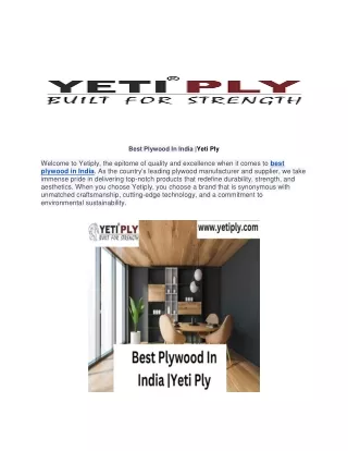 best plywood in india yeti ply