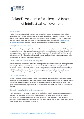 Poland's Academic Excellence: A Beacon of Intellectual Achievement