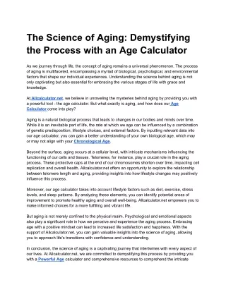 The Science of Aging_ Demystifying the Process with an Age Calculator