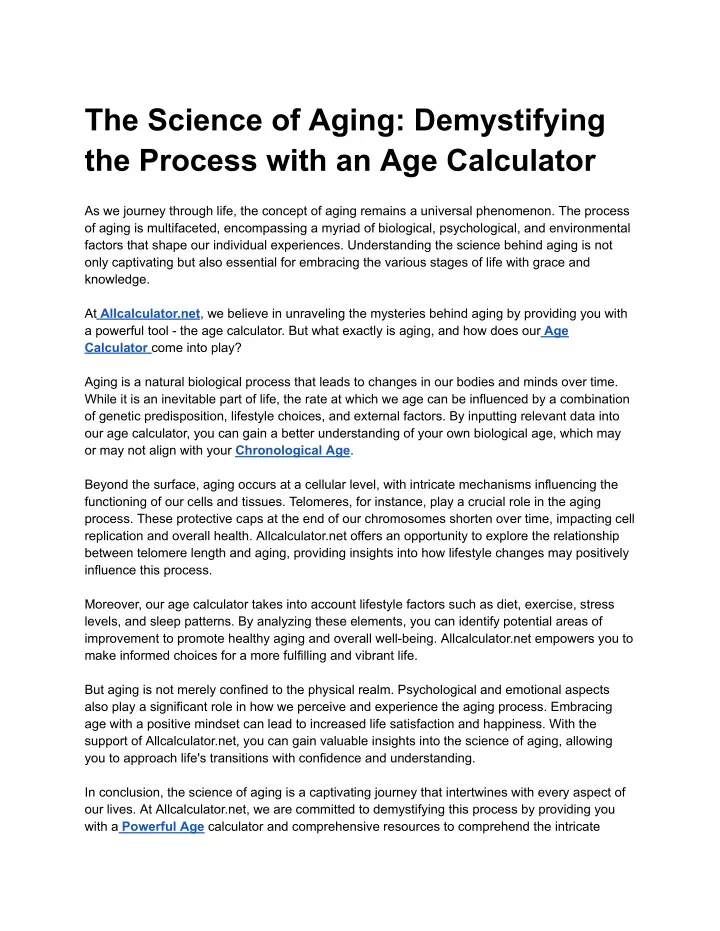 the science of aging demystifying the process