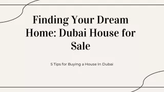 Find Your Dream Home: Dubai House for Sale