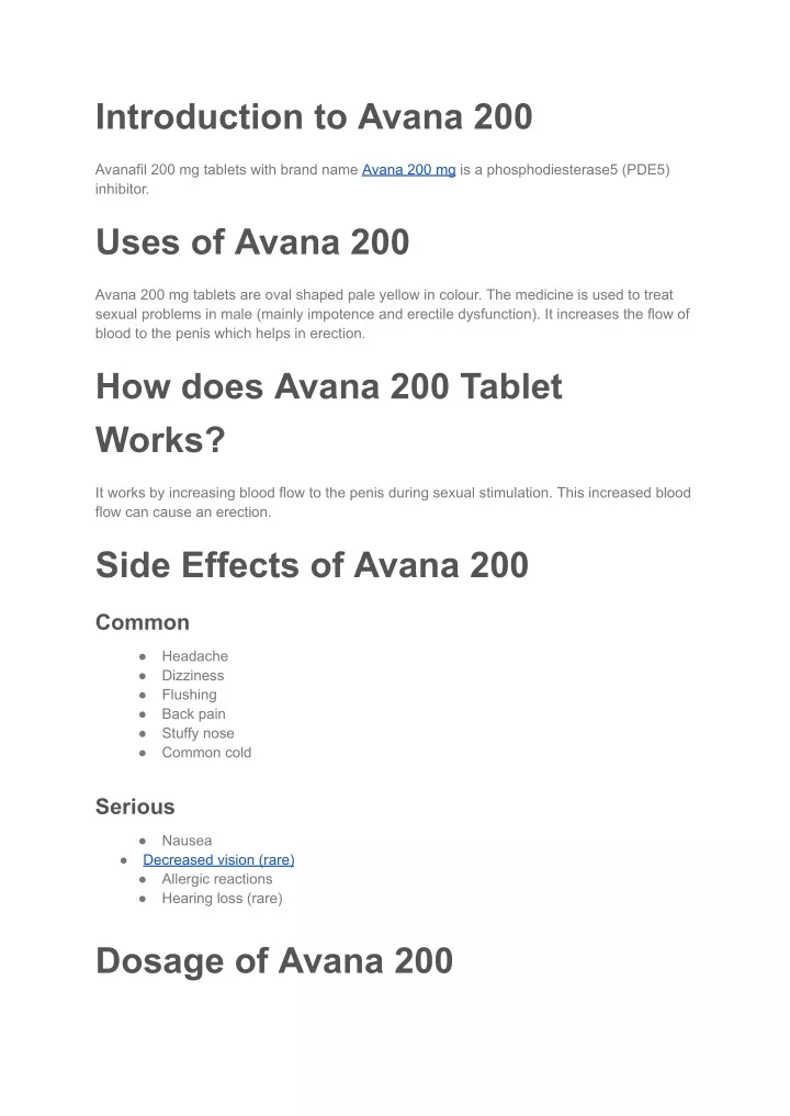 introduction to avana 200