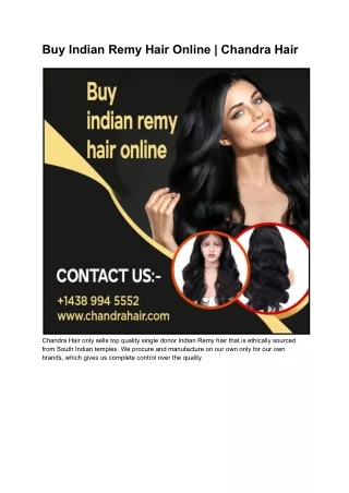 Buy Indian Remy Hair Online | Chandra Hair