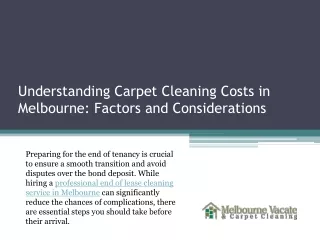 Understanding Carpet Cleaning Costs in Melbourne Factors and Considerations