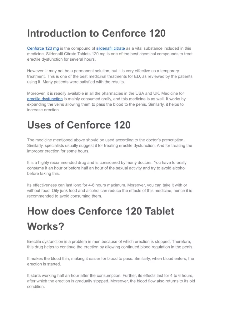 introduction to cenforce 120