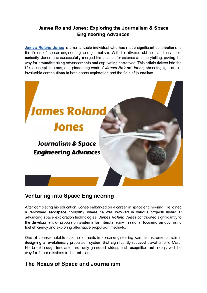 james roland jones exploring the journalism space