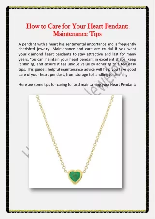 How to Care for Your Heart Pendant Maintenance Tips-HenryWilsonJewelers