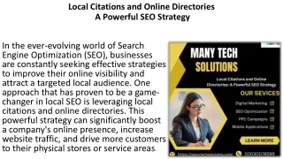 Local Citations and Online Directories