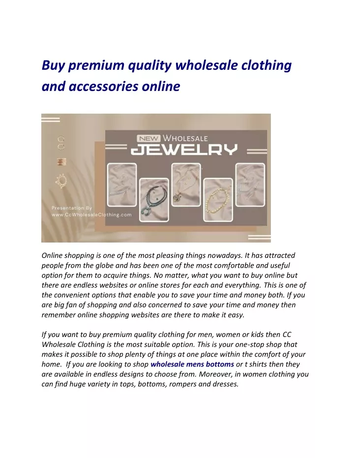 buy premium quality wholesale clothing