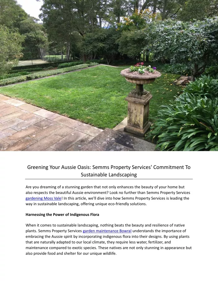 greening your aussie oasis semms property