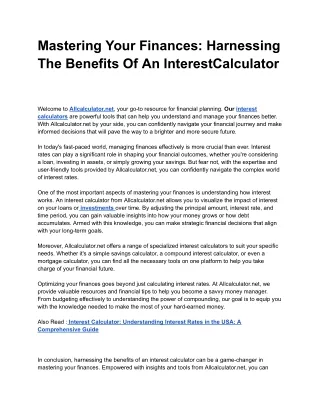 Title_ Mastering Your Finances_ Harnessing the Benefits of an Interest Calculator