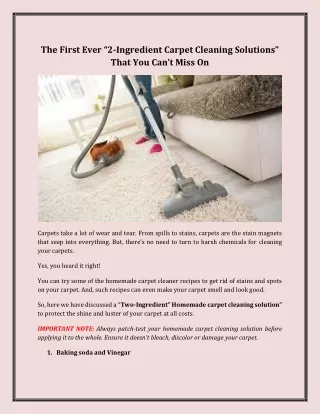 The First Ever 2-Ingredient Carpet Cleaning Solutions That You Can’t Miss On